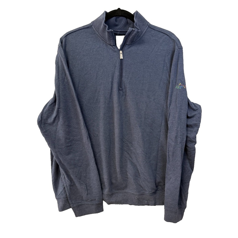 Greg Norman Long-Sleeve 1/4 Zip Polo Waffle Weave Blue Men's Size L